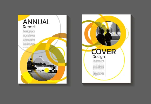 Modelo Design Capa Amarela Relatório Anual Capa Livro Fundo Abstrato — Vetor de Stock