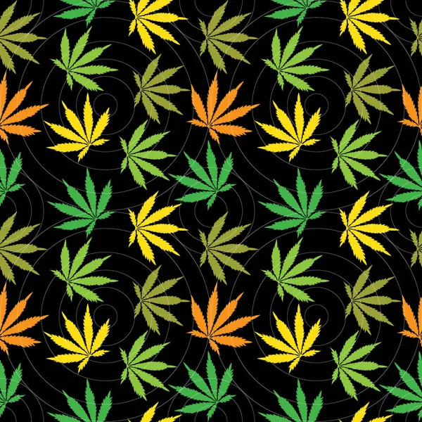 Modello Floreale Vettore Cannabis Carta Imballaggio Sfondo Tessuto Modello Senza Vettoriale Stock