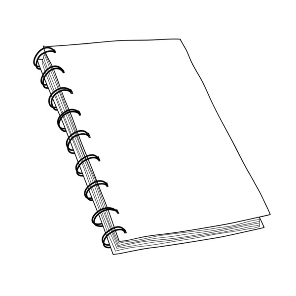 Spirale Notizbuch Persönliches Tagebuch Doodle Notizen Planer Handgezeichnete Linienartvektor — Stockvektor