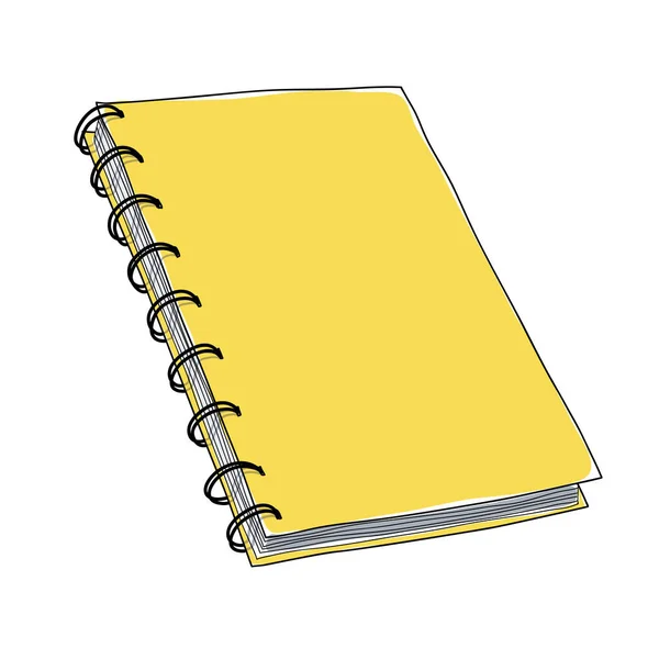 Amarillo Espiral Cuaderno Diario Personal Doodle Notes Planificador Dibujado Mano — Vector de stock