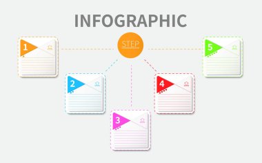5 Steps Infographic business template , Modern Timeline diagram , process planner, presentation vector infographic