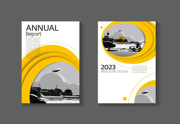 Modern Yellow Annual Report Vector Art Illustration Template Vector De Stock