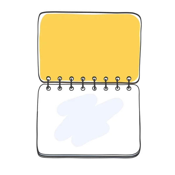 Mini Cuaderno Amarillo Dibujado Mano Vector Garabato Ilustración Arte — Vector de stock