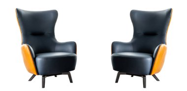 Dark blue color armchair, Modern designer armchair on white background. Series of furniture, with clipping path clipart