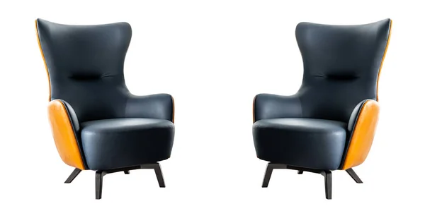Dunkelblauer Sessel Moderner Designersessel Auf Weißem Hintergrund Serie Von Möbeln — Stockfoto