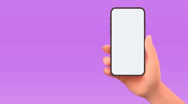 Arka planda telefon el modelini tutuyor. Düzenlenebilir akıllı telefon şablonu. Ekran Vektörü illüstrasyonu Dokunuluyor