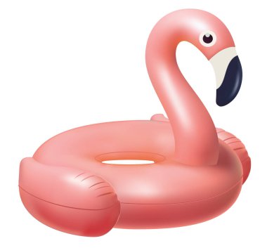 Arka planda gerçekçi flamingo yüzme yüzüğü su için şişirilebilir plastik oyuncak, şekli şişirilebilir yüzme havuzu halkası, tüp, izole edilmiş 3D gradyan wes vektörü yüzer.