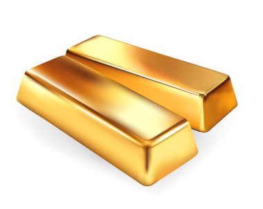 3D vektör altın çubuğu, hisse senedi alım satımı para kazanma bankası tasarruf ekonomisi konsepti, ağ gradyanı