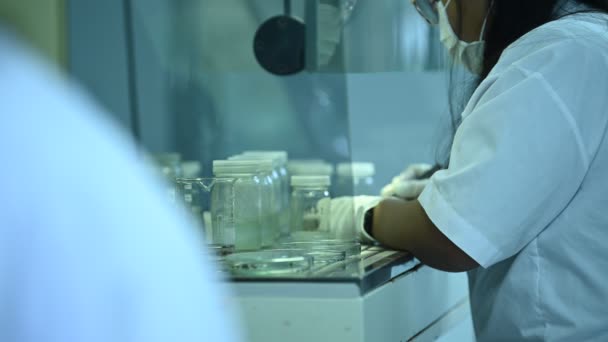 Bilim Adamı Deneyden Önce Sallama Makinesiyle Kimyasalları Karıştırdı Test Tüplerine — Stok video