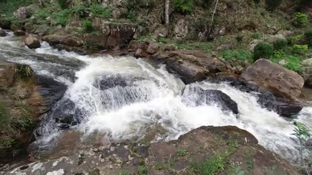 Ein Schöner Wasserfall Inmitten Der Berge Regenwald — Stockvideo
