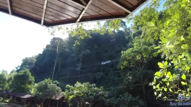 Una Hermosa Cascada Medio Las Montañas Selva Tropical — Vídeo de stock