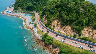View of island from drone angle,Chanthaburi province of thailand,High angle of sea
