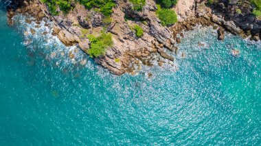 View of island from drone angle,Chanthaburi province of thailand,High angle of sea