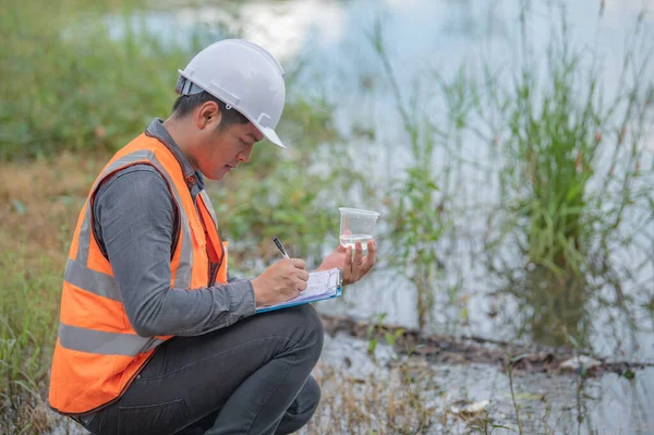 Environmental engineers inspect water quality,Bring water to the lab for testing,Check the mineral content in water and soil,Check for contaminants in water sources.