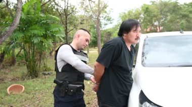 Police and thief concept. The cop catch criminals break the law