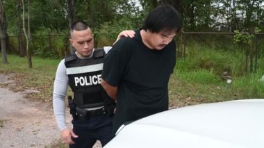 Police and thief concept. The cop catch criminals break the law