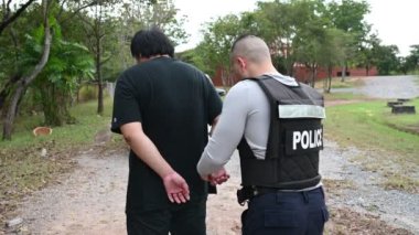 Police and thief concept. The cop catch criminals break the law