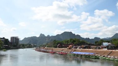 River between asian city in sunny day