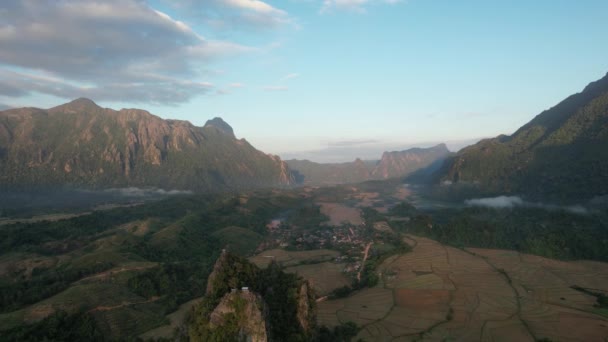 View Drone Nam Xay Viewpoint Laos — Stock Video