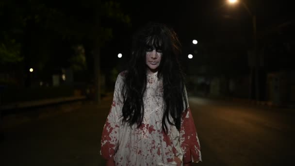 Concetto Donna Horror Ghost Road City Uno Spirito Vendicativo Strada — Video Stock