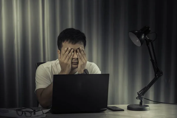 Asiatisk Stress Affärsman Som Arbetar Misslyckas Ägaren Företaget Skyllde Honom — Stockfoto