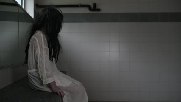 Portret Van Aziatische Vrouw Make Geest Enge Horrorscène Voor Achtergrond — Stockvideo
