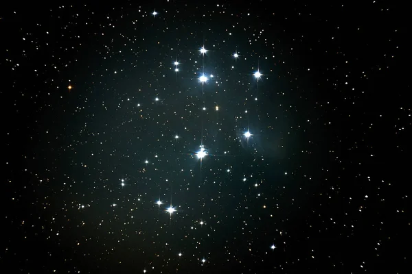 Astrofotografía Las Pléyades Las Siete Hermanas Cúmulo Estelar Ubicado Constelación — Foto de Stock