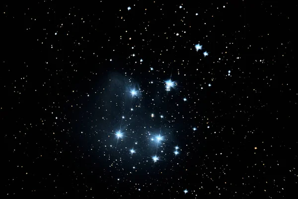 Astrofotografia Delle Pleiadi Ammasso Stellare Situato Nella Costellazione Del Toro — Foto Stock
