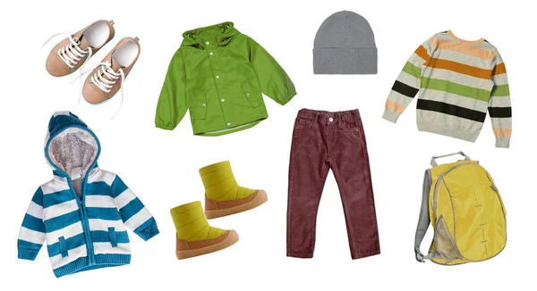 Pojkkläder Manliga Barnkläder Isolerade Barnets Klädsel Höst Vinter Outfit — Stockfoto
