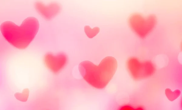Alla Hjärtans Dag Suddiga Hjärtan Bakgrund Rosa Bokeh Bakgrund Romantiskt — Stockfoto