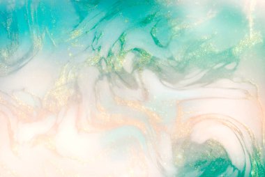 Yumuşak renkler ışıltılı mermer dokusu. Zarif bir zemin. Zümrüt taş. Klasik lüks arka plan. Soyut parlak illüstrasyon.