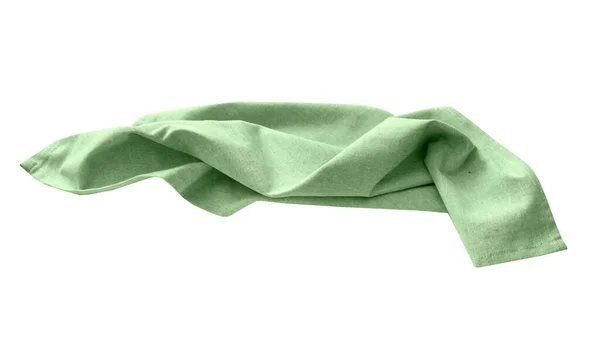 緑のキッチンタオルを隔離 食べ物の装飾 砕いた皿布 繊維ナプキン — ストック写真