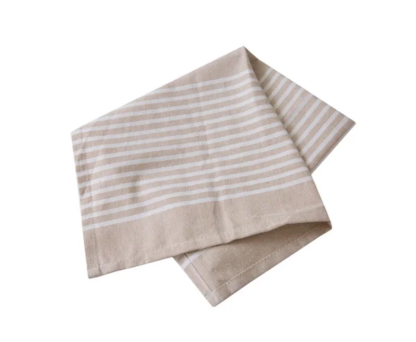褐色米黄色厨房毛巾 白色折叠式餐巾 餐巾装饰 设计元素 — 图库照片