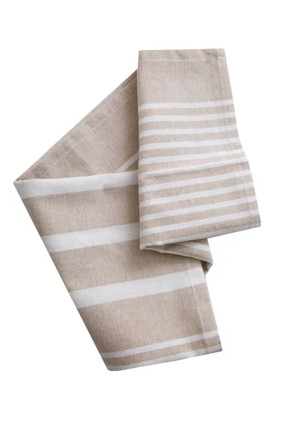 Brązowy Beżowy Ręcznik Kuchenny Izolowany Białej Składanej Serwetce Dekoracja Tkaniny — Zdjęcie stockowe
