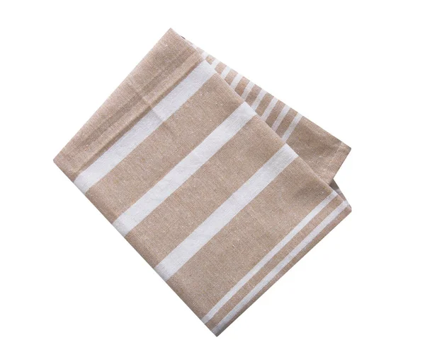 白に隔離されたキッチンタオル ブラウンベージュは布を折りました ナプキン — ストック写真