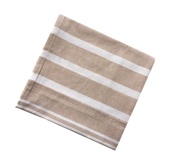 Ręcznik Kuchenny Odizolowany Biało Brązowa Beżowa Składana Odzież Serwetka — Zdjęcie stockowe