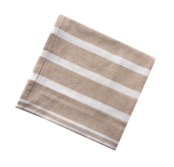 Serviette Isolée Sur Blanc Tissu Plié Beige Marron Élément Design — Photo