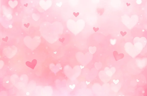 Soft Bokeh Romantic Backdrop Valentine Day Blurred Hearts Background Holiday — Stock Photo, Image