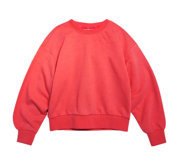 Rotes Sweatshirt Isoliert Kleidung Auf Weiß Kinderkleidung Einzelnes Langärmliges Oberteil — Stockfoto