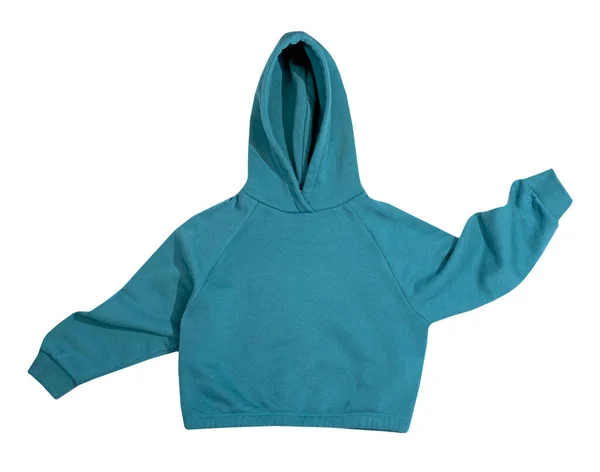 Mavi Kapüşonlu Beyaz Üzerine Izole Edilmiş Sweatshirt Çocuk Giysisi Çocuk — Stok fotoğraf