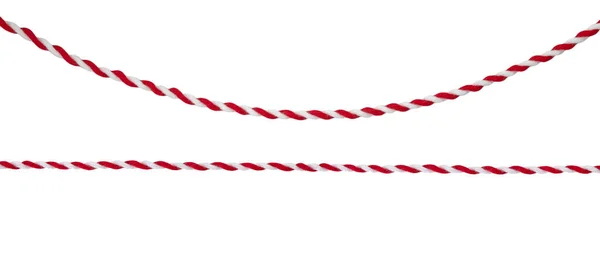ツインロープは孤立し クリスマス休暇の装飾 糸白と赤の色 ストック画像
