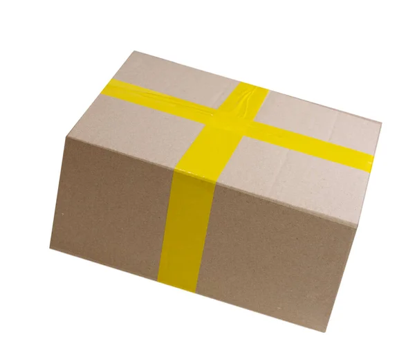 Pudełko Kartonowe Otwarte Biało Przedmiot Dostawy Przesyłka — Zdjęcie stockowe