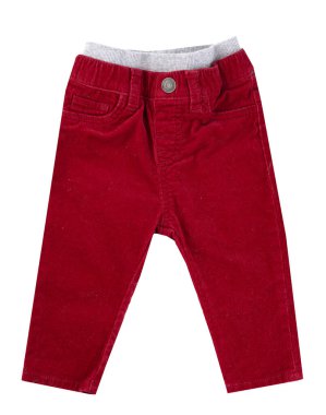 Kırmızı çocuğun pantolonu beyaza izole edilmiş. Bebek pantolonu kimseye itiraz etmez. Bebek giysisi..