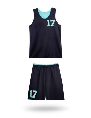 Basketbol kıyafetleri, beyaz üniforma, spor kıyafet seti. Tank üstü ve kısa, nesneler.