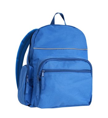 Mavi sırt çantası beyaz, sırt çantası, okul çantası. Okul eşyası, turistik eşya..