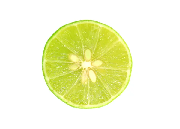 Doorsnede Verse Limoenen Geïsoleerd Witte Achtergrond — Stockfoto