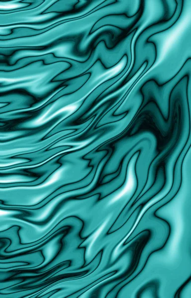 Illustratie Van Gradiënt Teal Blauwe Kleur Chaotisch Stromend Vloeibaar Patroon — Stockfoto