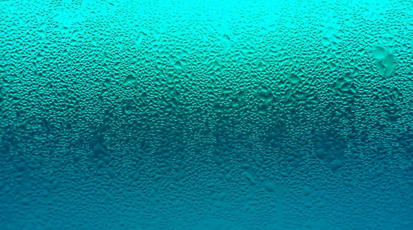Textura Kapek Vody Chlazeném Nápojovém Skle Stupních Tyrkysově Modré Barvy — Stock fotografie