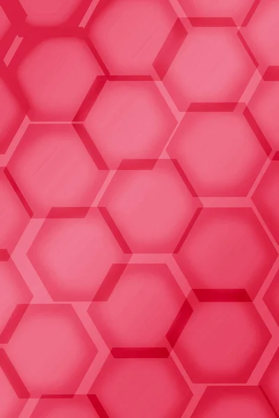 抽象的な背景のためのグラデーションストロベリーレッド3D六角形の形状パターンのイラスト — ストック写真