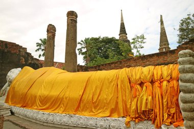 Wat Yai Chai Mongkhon Tapınağı 'ndaki Massive Historic Arding Buddha Image, Ayutthaya Tarihi Parkı, Tayland